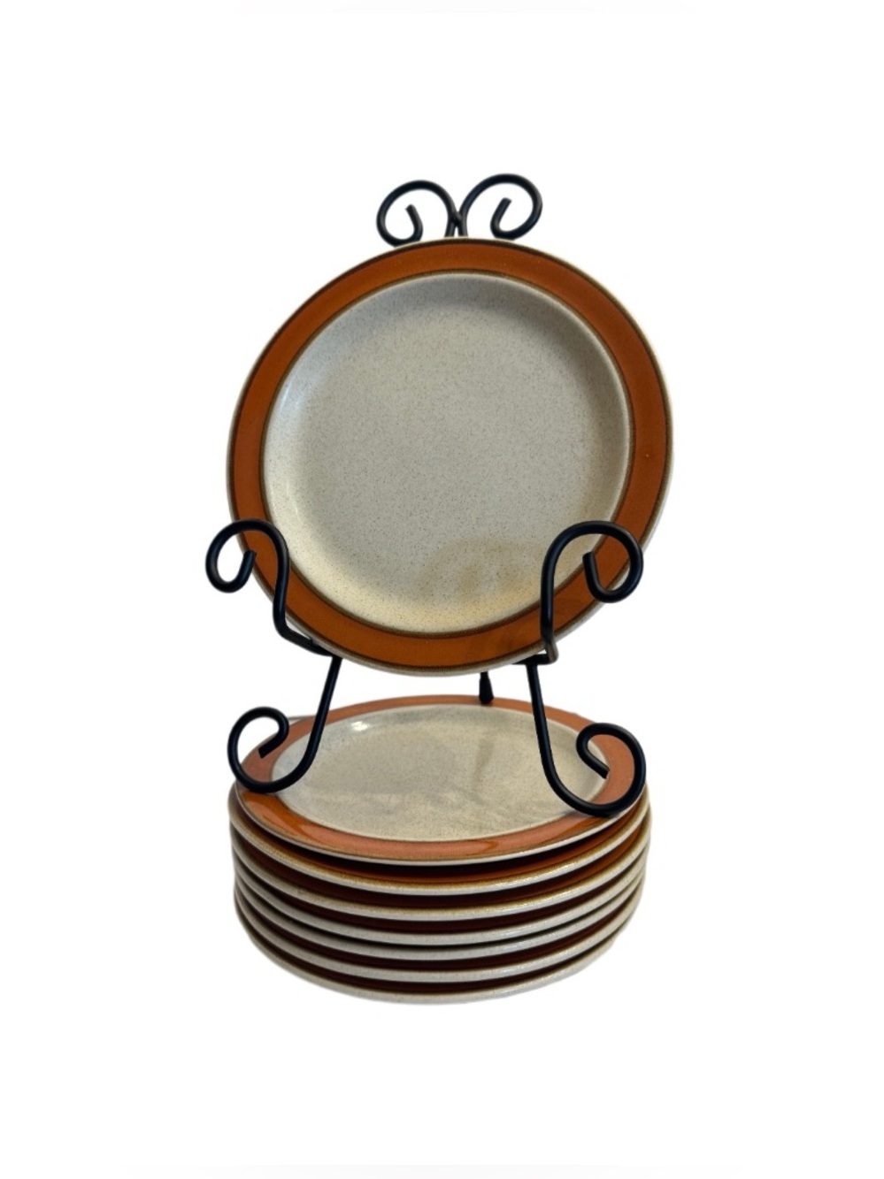 Lot of 4 Sears Sahara Orange Rim Salad Plate 7 1/8" Discontinued Stoneware Japan
